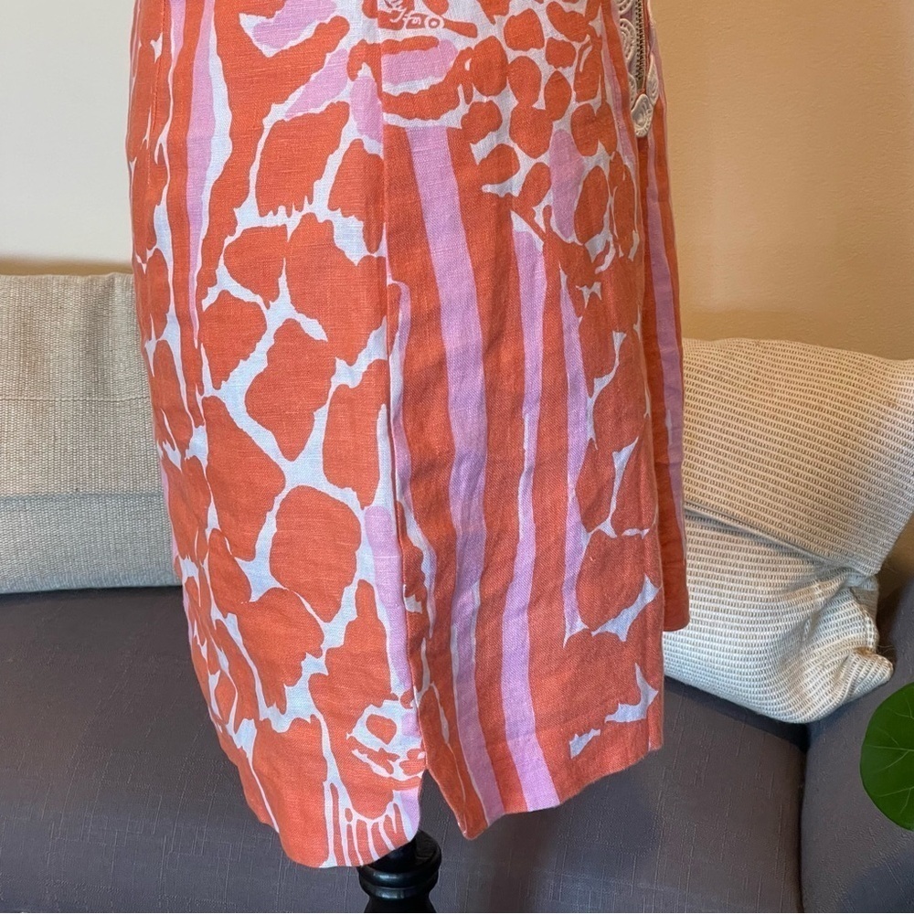Lilly Pulitzer Target Women's Giraffe Print Linen Orange Pink Shift Dress Sz 2 - Picture 6 of 10